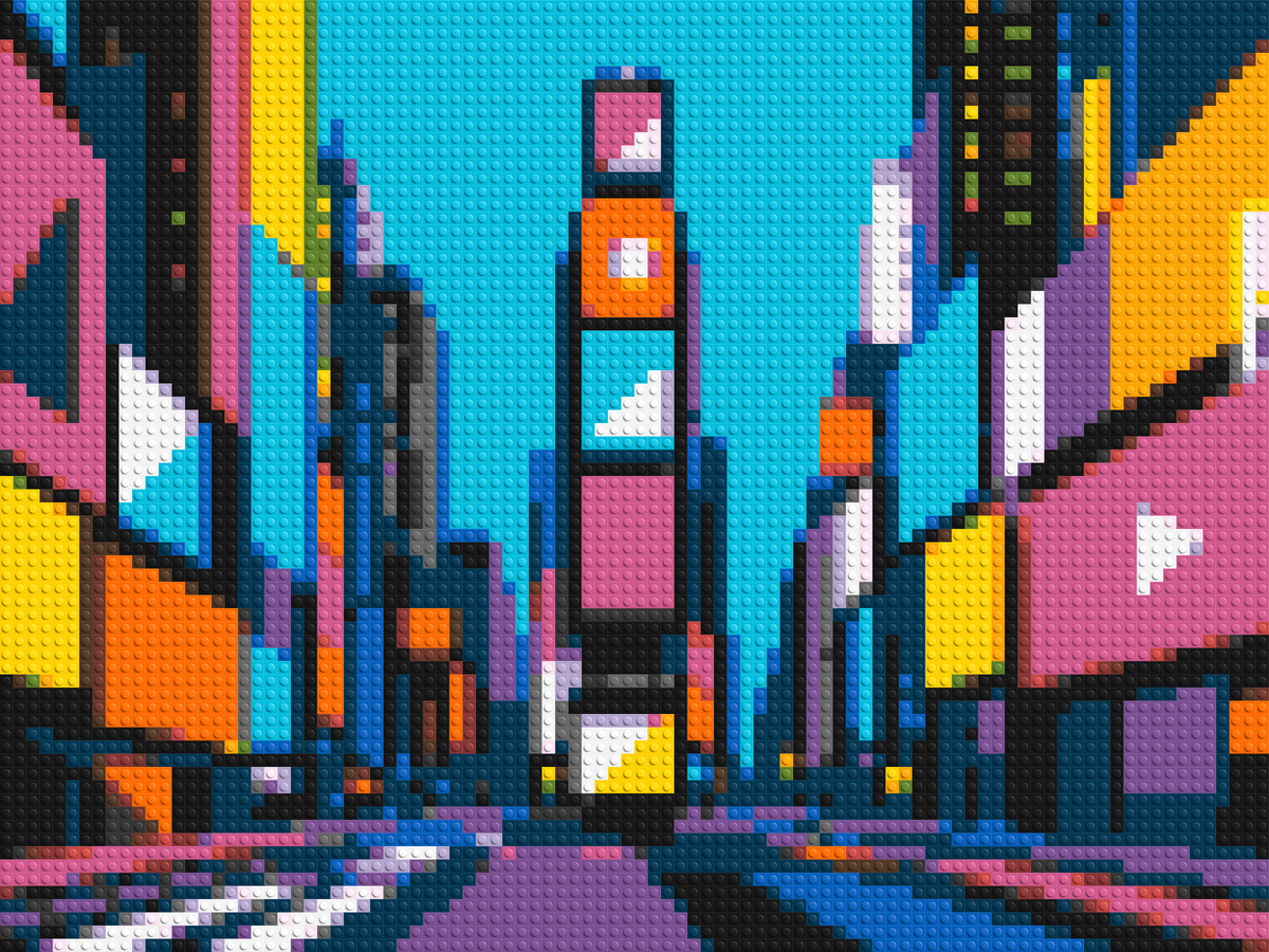 Times Square Geometric Pop Art - Brick Art Mosaic Kit 4x3 large