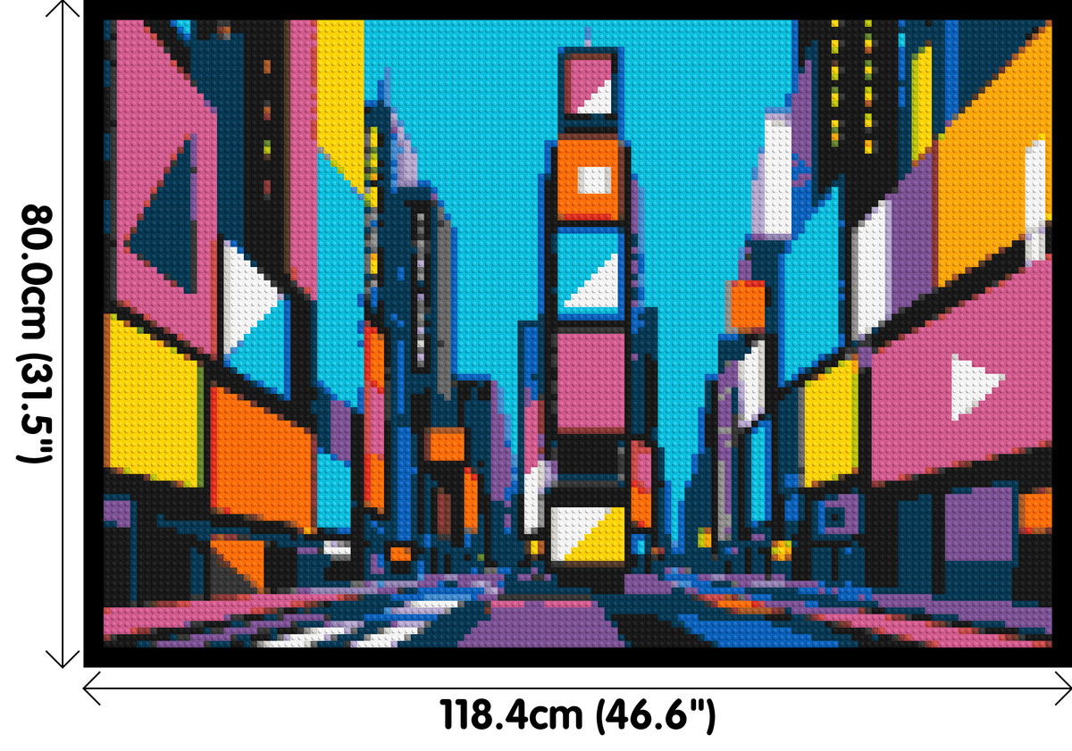 Times Square Geometric Pop Art - Brick Art Mosaic Kit 6x4 dimensions with frame