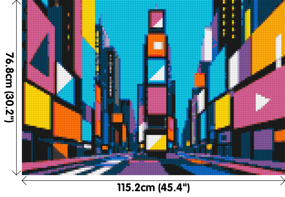 Times Square Geometric Pop Art - Brick Art Mosaic Kit 6x4 dimensions