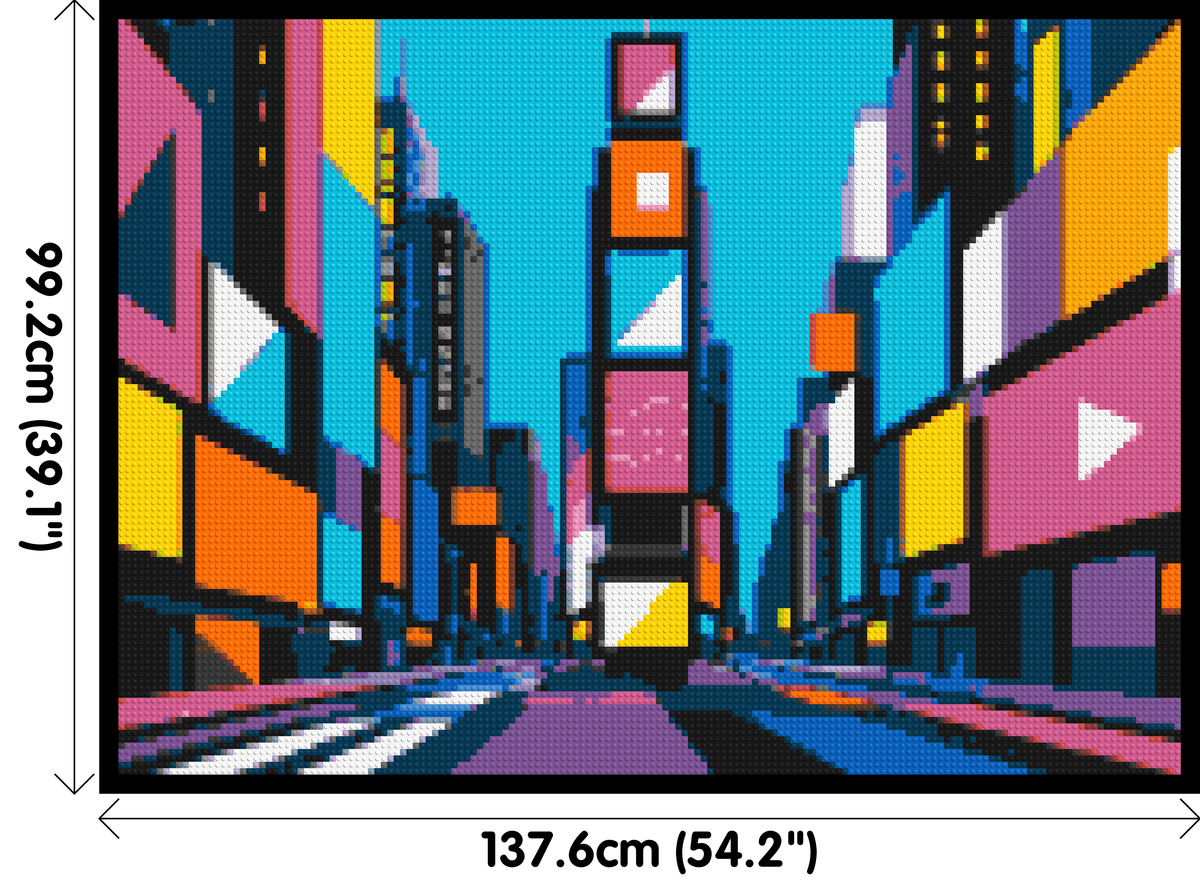 Times Square Geometric Pop Art - Brick Art Mosaic Kit 7x5 dimensions with frame