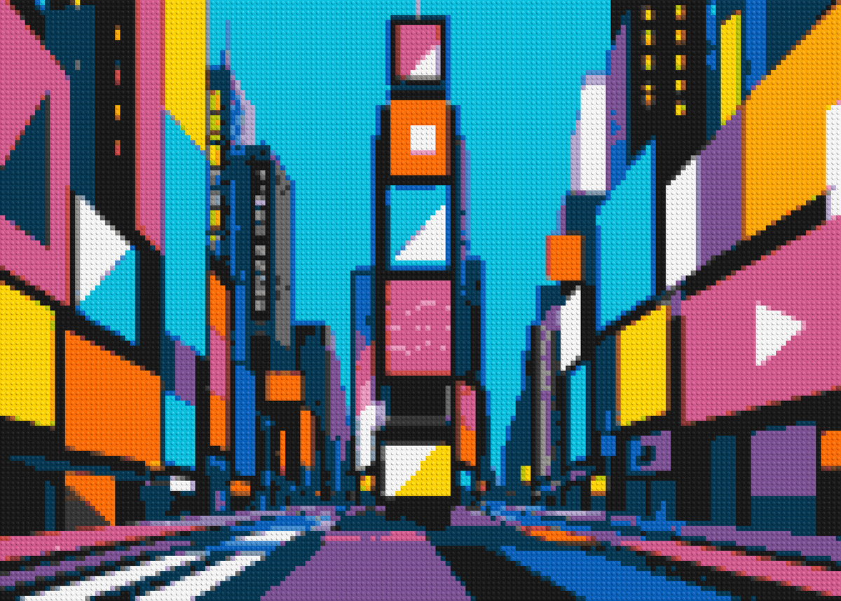 Times Square Geometric Pop Art - Brick Art Mosaic Kit 7x5 large