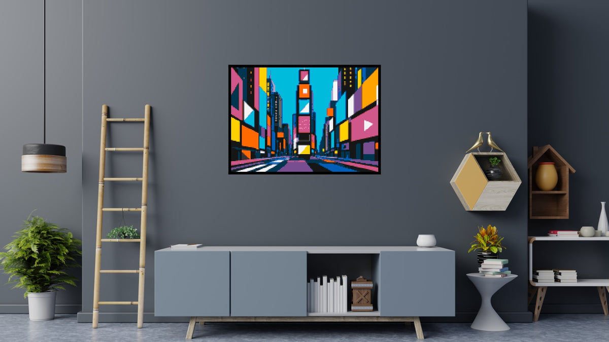 Times Square Geometric Pop Art - Brick Art Mosaic Kit 7x5 scene with frame
