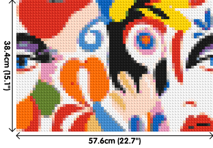Abstract Matisse Style Floral Portrait Pattern - Brick Art Mosaic Kit 3x2 large