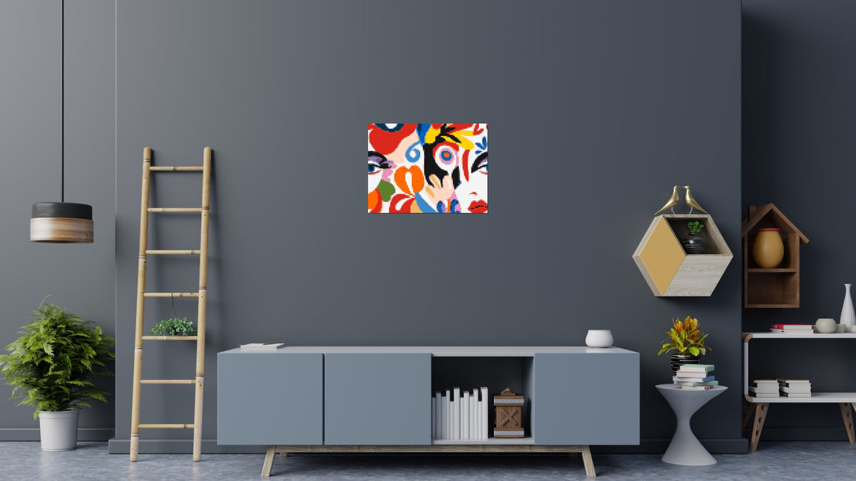Abstract Matisse Style Floral Portrait Pattern - Brick Art Mosaic Kit 4x3 scene