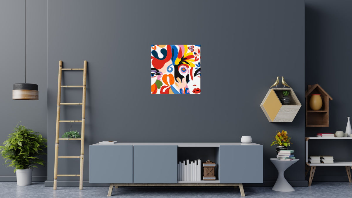 Abstract Matisse Style Floral Portrait Pattern - Brick Art Mosaic Kit 4x4 large