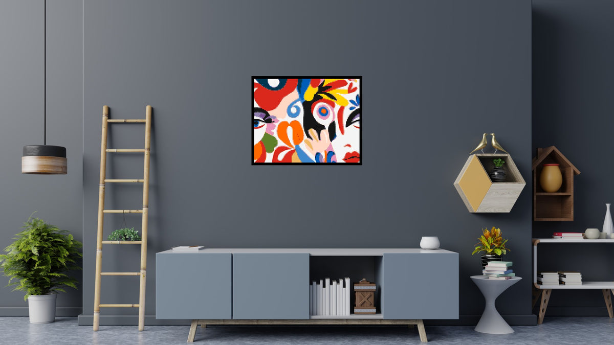 Abstract Matisse Style Floral Portrait Pattern - Brick Art Mosaic Kit 5x4 large