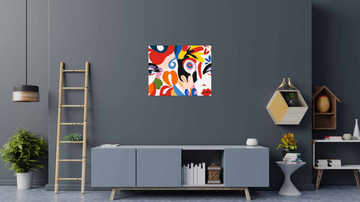 Abstract Matisse Style Floral Portrait Pattern - Brick Art Mosaic Kit 5x4 large