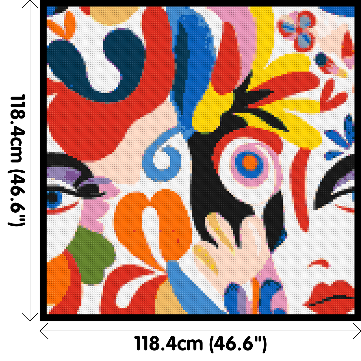 Abstract Matisse Style Floral Portrait Pattern - Brick Art Mosaic Kit 6x6 dimensions with frame
