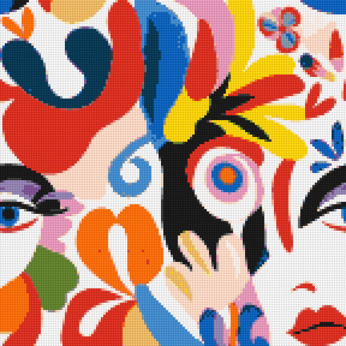Abstract Matisse Style Floral Portrait Pattern - Brick Art Mosaic Kit 6x6 large