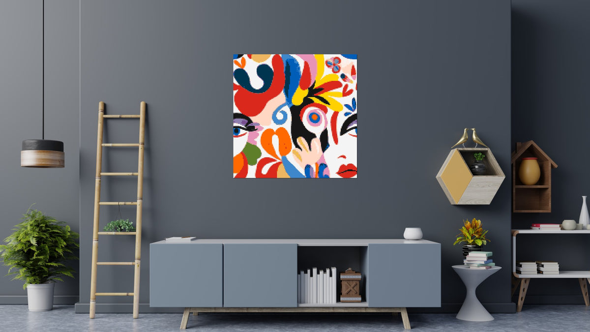 Abstract Matisse Style Floral Portrait Pattern - Brick Art Mosaic Kit 6x6 scene