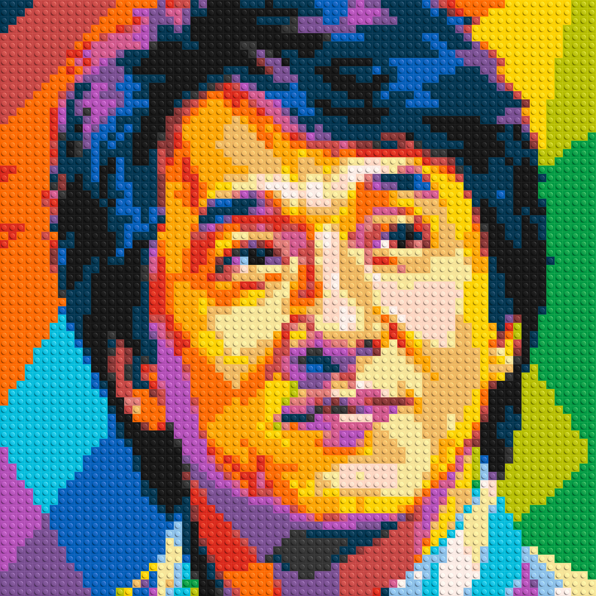 Jackie Chan Geometric Pop Art - Brick Art Mosaic Kit 3x3 large