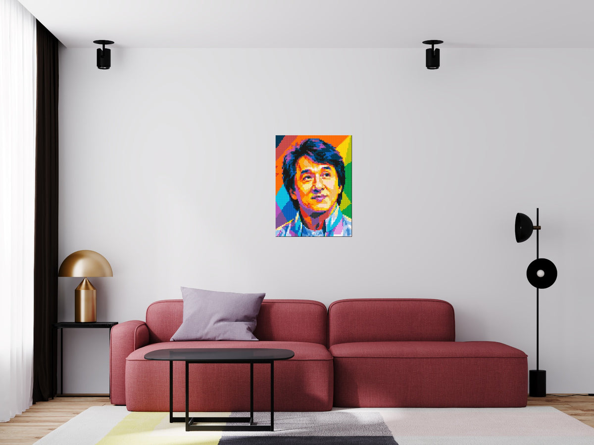 Jackie Chan Geometric Pop Art - Brick Art Mosaic Kit 3x4 scene