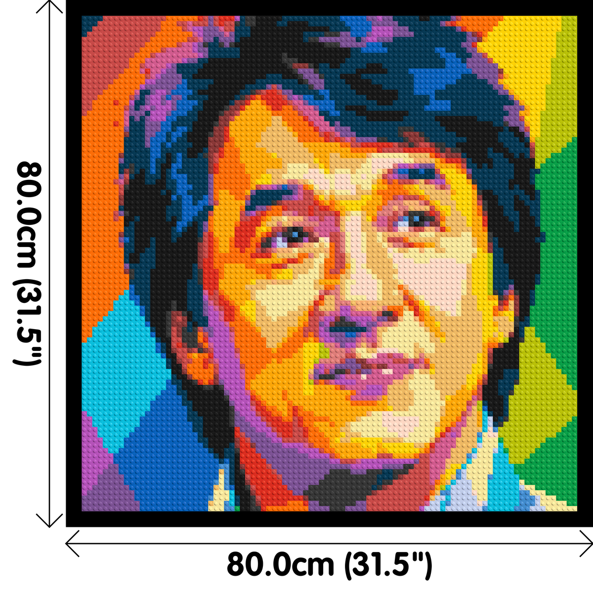 Jackie Chan Geometric Pop Art - Brick Art Mosaic Kit 4x4 dimensions with frame
