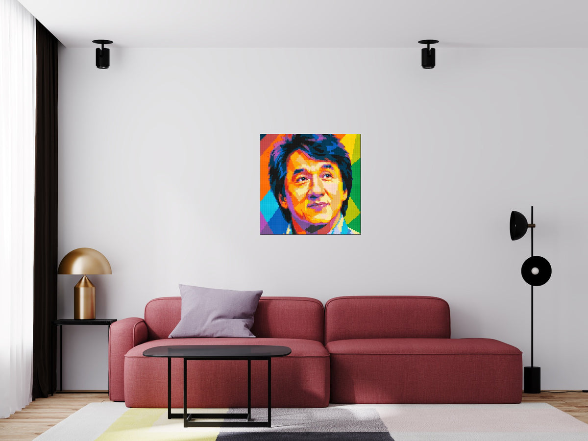 Jackie Chan Geometric Pop Art - Brick Art Mosaic Kit 4x4 large