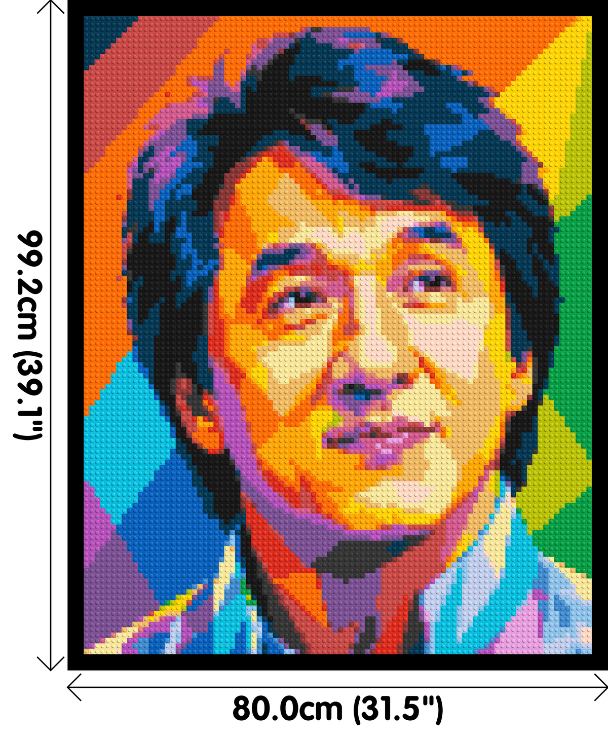 Jackie Chan Geometric Pop Art - Brick Art Mosaic Kit 4x5 dimensions with frame