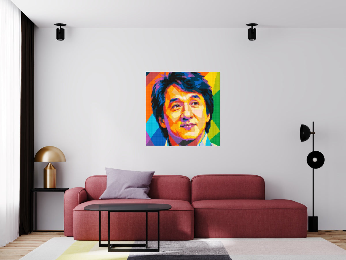 Jackie Chan Geometric Pop Art - Brick Art Mosaic Kit 5x5 large