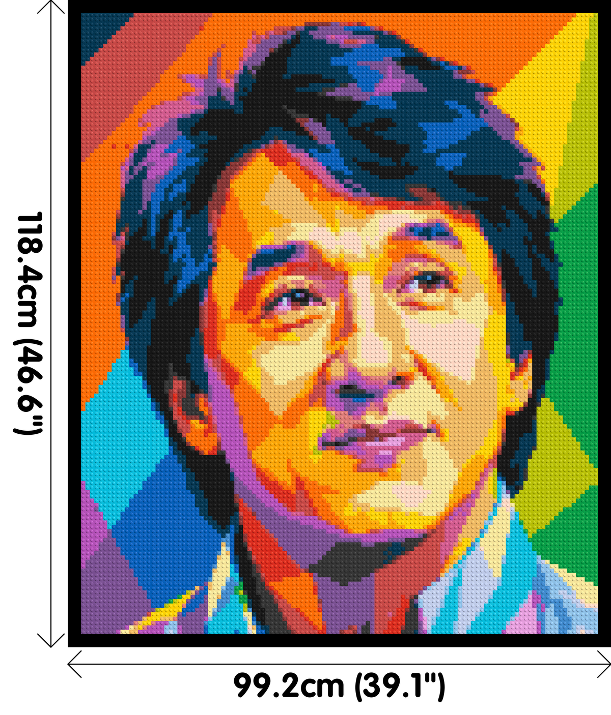 Jackie Chan Geometric Pop Art - Brick Art Mosaic Kit 5x6 dimensions with frame