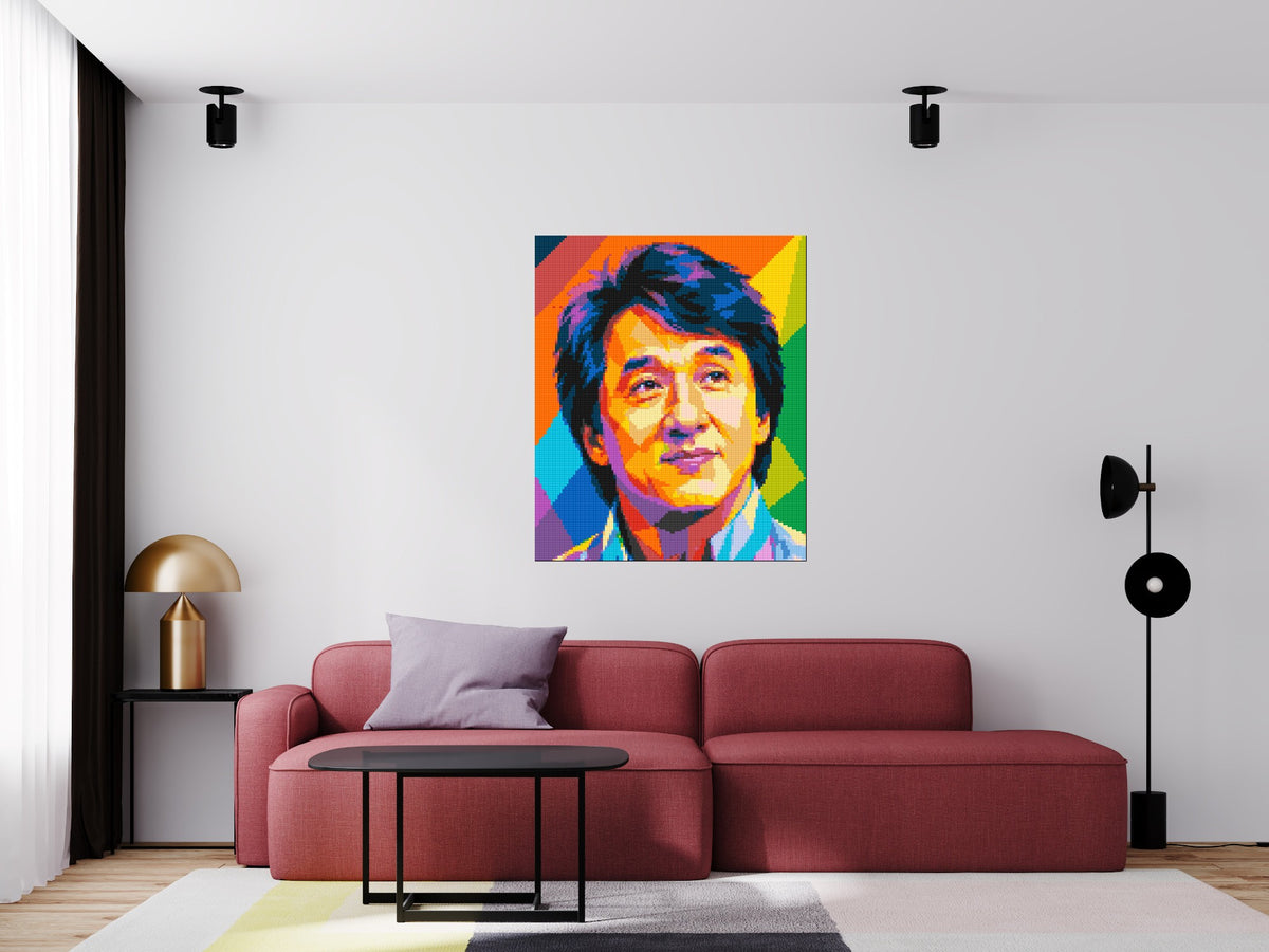 Jackie Chan Geometric Pop Art - Brick Art Mosaic Kit 5x6 large