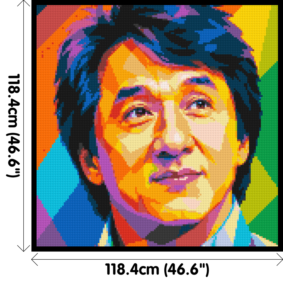 Jackie Chan Geometric Pop Art - Brick Art Mosaic Kit 6x6 dimensions with frame