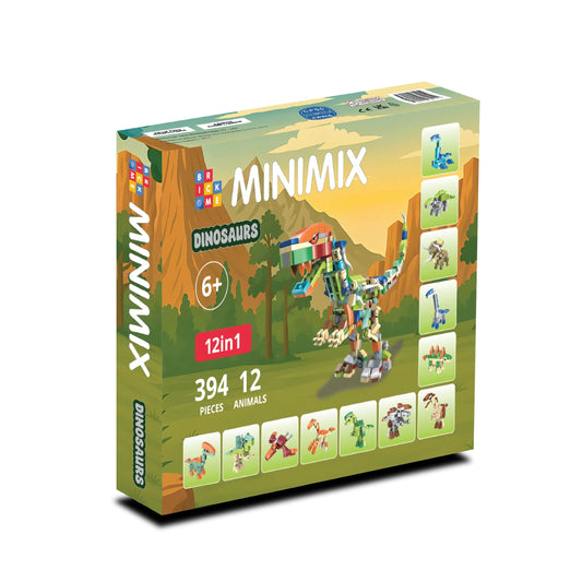 MiniMix: Dinosaurs | 12-in-1 + Giant T Rex Combo (394 pcs)