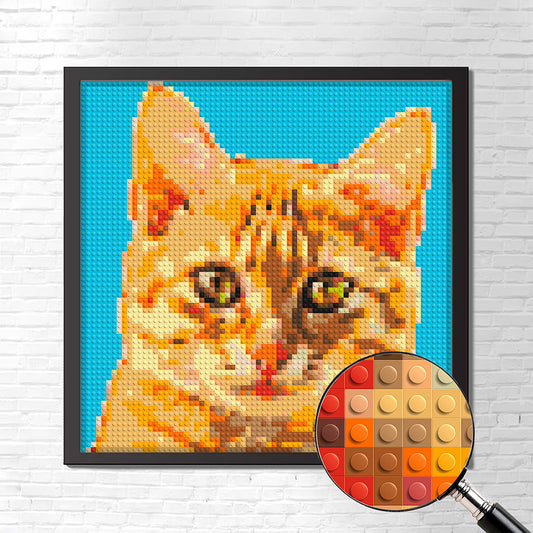 Personalized Brick Mosaic Gift for Cat Lovers | LEGO-Compatible Bricks