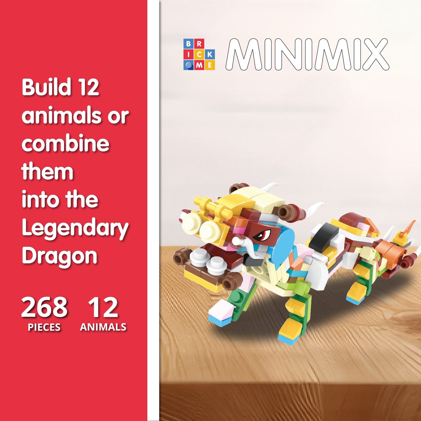 MiniMix: Zodiac Animals | 12-in-1 + Legendary Dragon Combo (268 pcs)