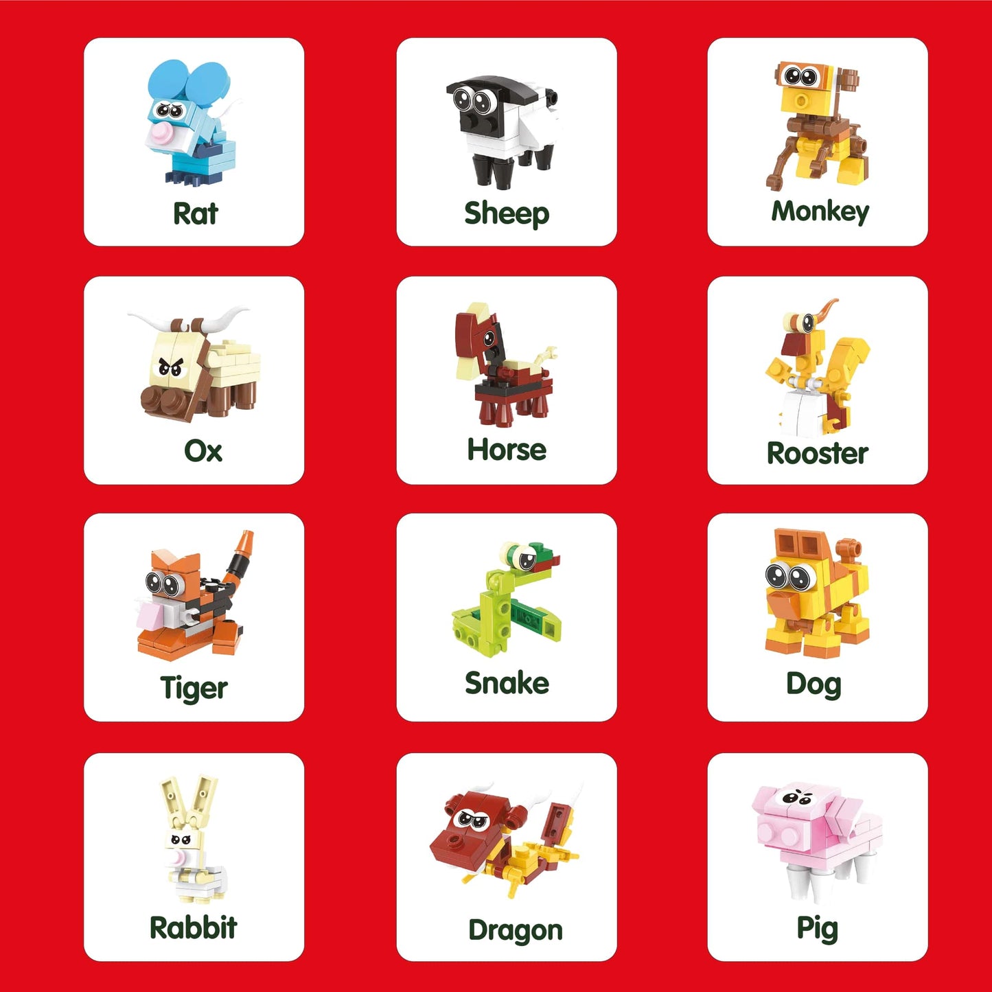 MiniMix: Zodiac Animals | 12-in-1 + Legendary Dragon Combo (268 pcs)