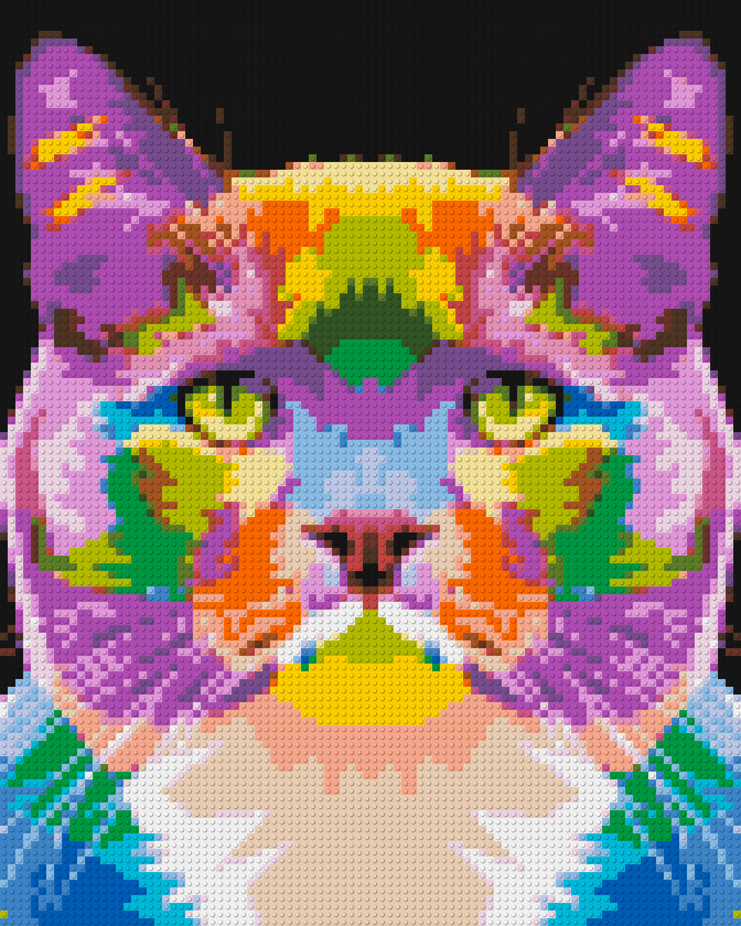 Lazy Cat Colourful Pop Art - Brick Art Mosaic Kit