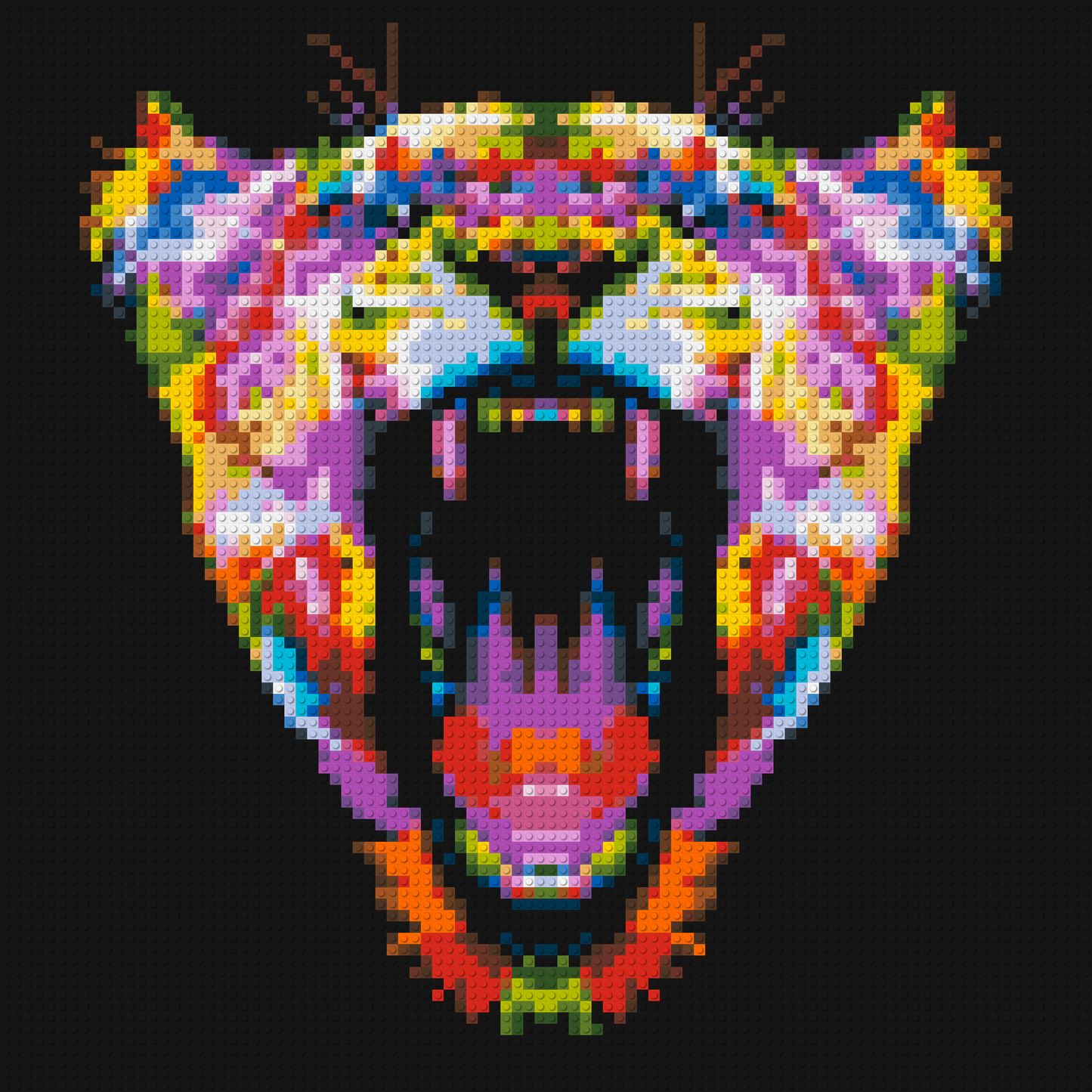 Roaring Tiger Colourful Pop Art - Brick Art Mosaic Kit