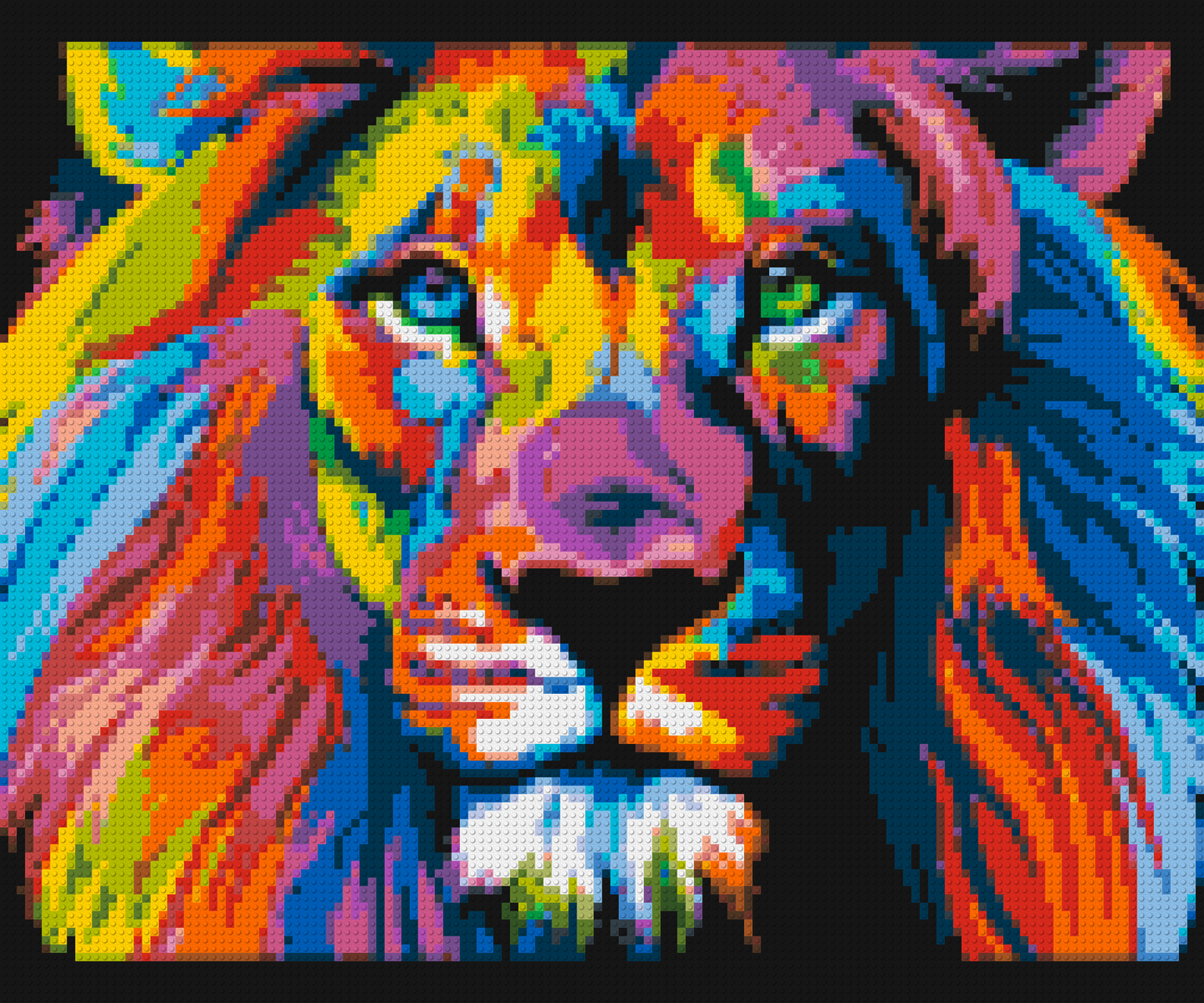 Lion Colourful Pop Art - Brick Art Mosaic Kit