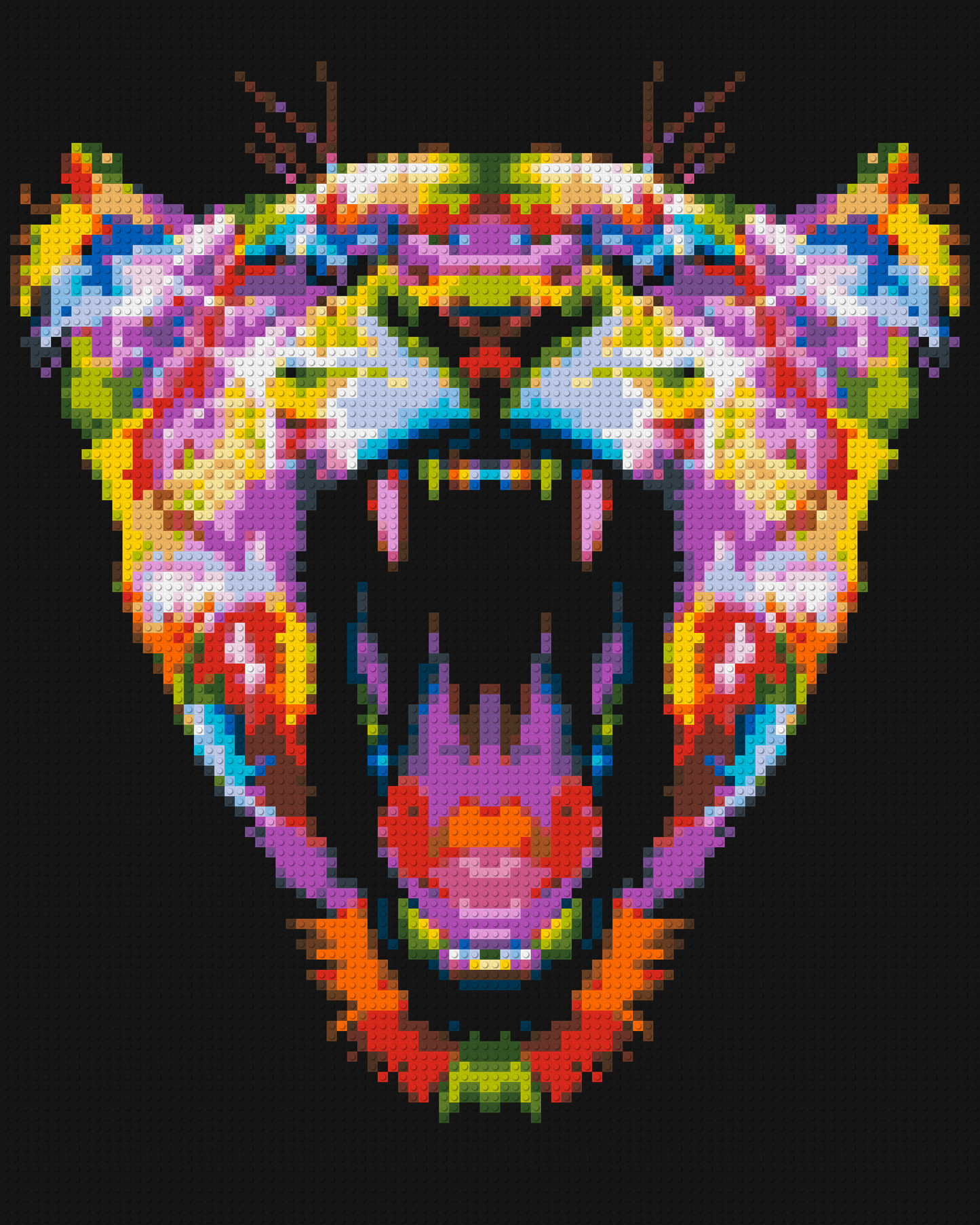 Roaring Tiger Colourful Pop Art - Brick Art Mosaic Kit